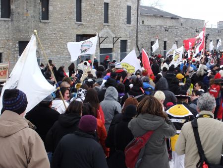 Nishiyuu Youth and Supporters on Victoria Island. Photo: Andy Crosby