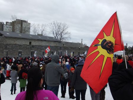 Nishiyuu Youth and Supporters on Victoria Island. Photo: Andy Crosby